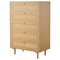 Natural Wood Rattan Dresser 5-Drawer Storage Cabinet Vintage Style